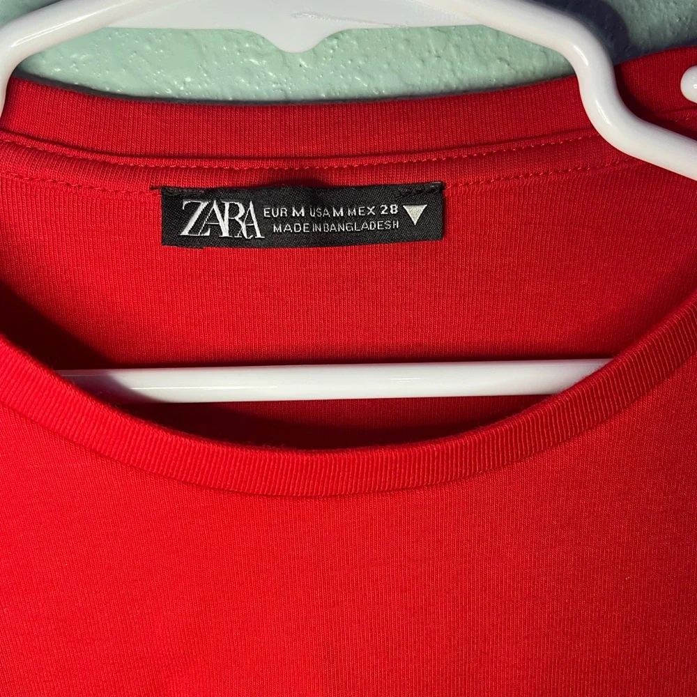 Zara Vibrant Red Long Sleeve Crop Top
